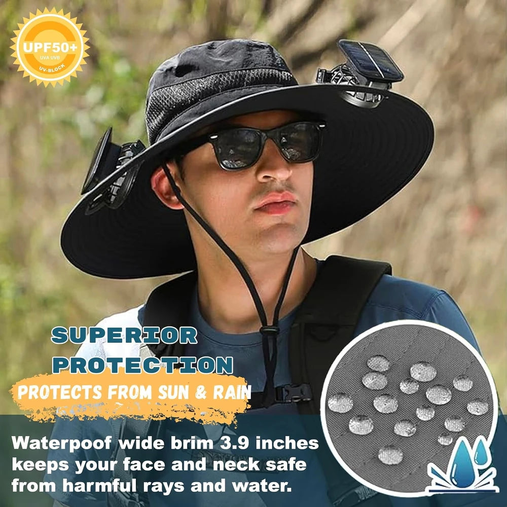 Wide Brim Solar Fan Sun Hat