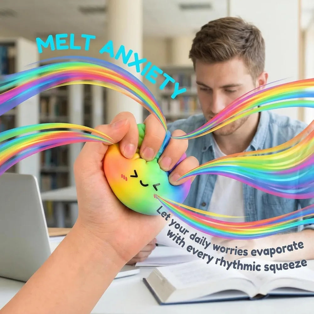 @Sensory Squeeze Toy Soft Glitter Giant Funny Rainbow Dumpling Balls Sensory Toys Colorful Dumpling Squish y Stress Relief Balls