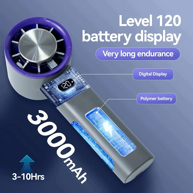 Mini Handheld Fan 120 Speed Portable Bladeless Desktop Fans Rechargeable Instant Cooling With Ice Mode For Men Women New