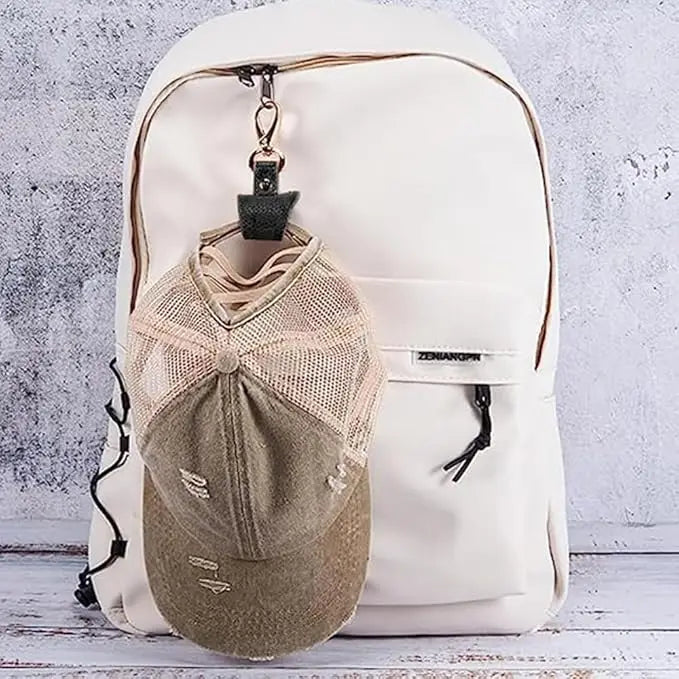 3 Color-Universal Hat Clip for Hands-Free Travel:Backpacks-Securely Holds Baseball Caps, Ponytail Hats(Black+Brown+Pink).