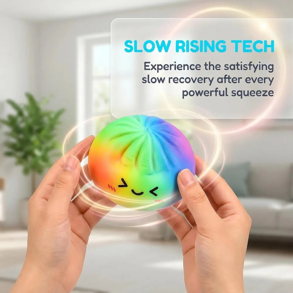 @Sensory Squeeze Toy Soft Glitter Giant Funny Rainbow Dumpling Balls Sensory Toys Colorful Dumpling Squish y Stress Relief Balls