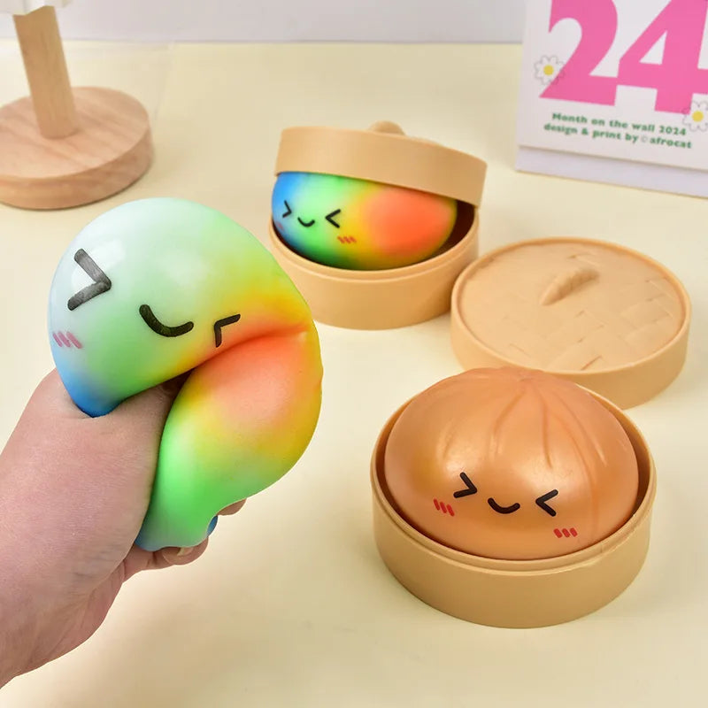 @Sensory Squeeze Toy Soft Glitter Giant Funny Rainbow Dumpling Balls Sensory Toys Colorful Dumpling Squish y Stress Relief Balls