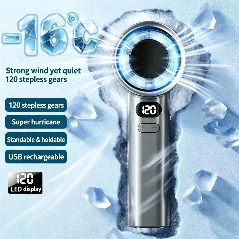 Mini Handheld Fan 120 Speed Portable Bladeless Desktop Fans Rechargeable Instant Cooling With Ice Mode For Men Women New