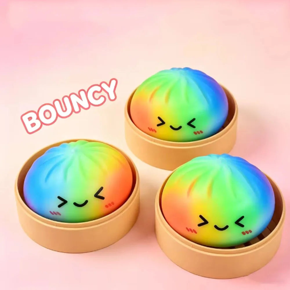 @Sensory Squeeze Toy Soft Glitter Giant Funny Rainbow Dumpling Balls Sensory Toys Colorful Dumpling Squish y Stress Relief Balls