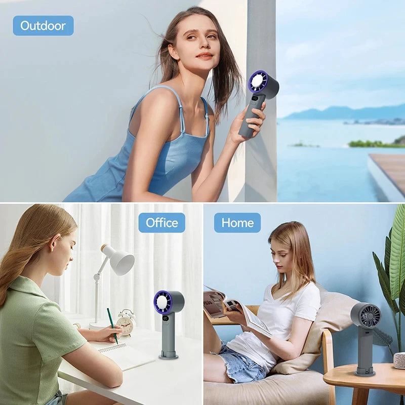 Mini Handheld Fan 120 Speed Portable Bladeless Desktop Fans Rechargeable Instant Cooling With Ice Mode For Men Women New