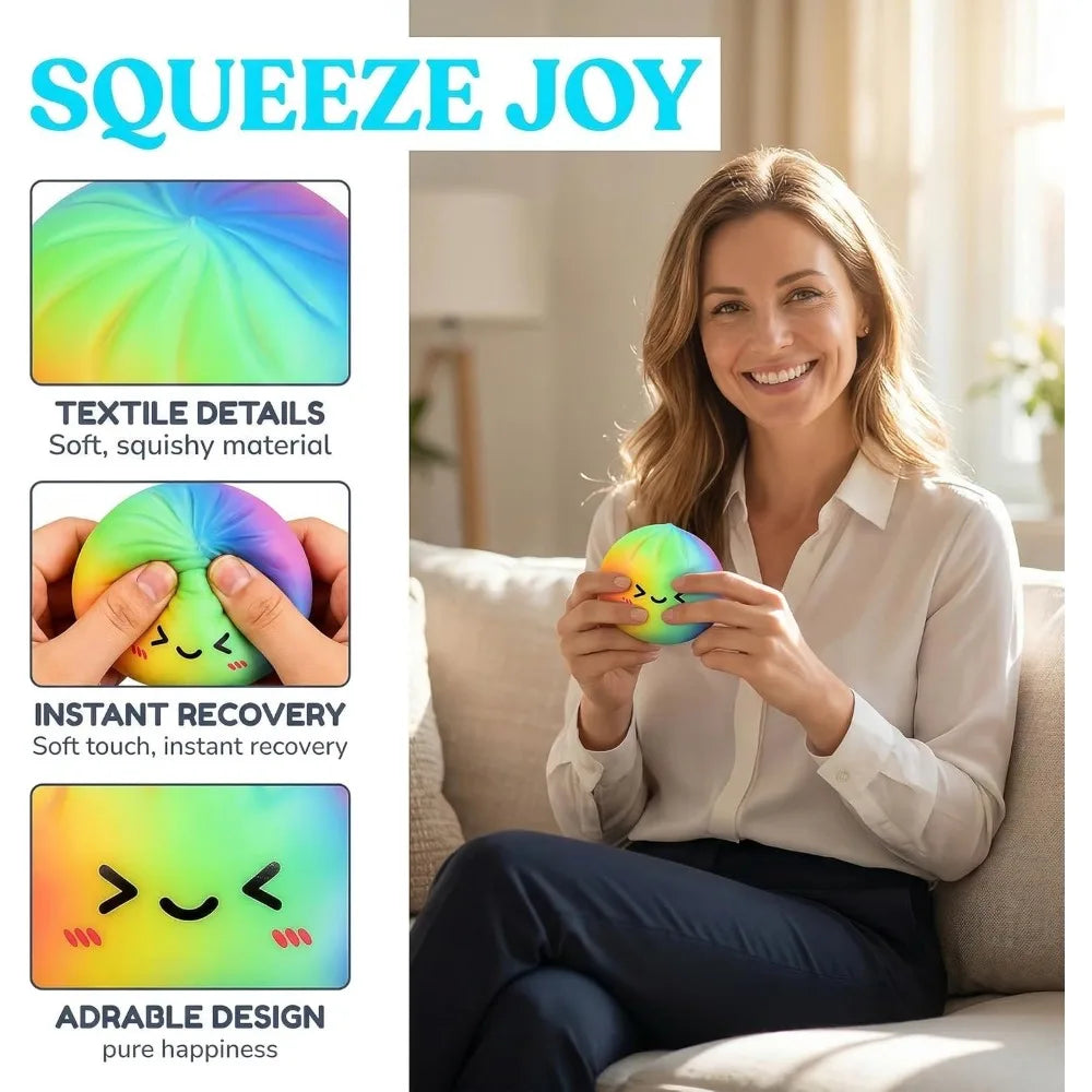 @Sensory Squeeze Toy Soft Glitter Giant Funny Rainbow Dumpling Balls Sensory Toys Colorful Dumpling Squish y Stress Relief Balls